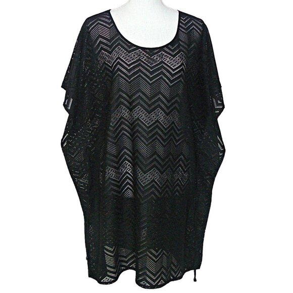 Mario Serrani Italy Womens Swim Suit Cover Up Black Lightweight Eyelet Sz Small - Picture 1 of 12